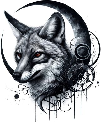 Bügelbild Bügelmotiv Gothic Tier Wolf Rabe Katze Fuchs Eule verschiedene Größen