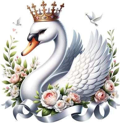 Bügelbild Bügelmotiv Schwan Prinzessin Vogel Krone Mädchen verschiedene Größen