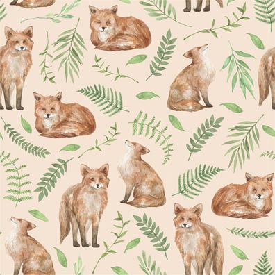 Jersey Fuchs Fox Blätter Stoff nähen Junge Mädchen unisex 25cm