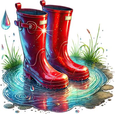 Bügelbild Bügelmotiv Regen Herbst Gummistiefel Regenbogen verschiedene Größen