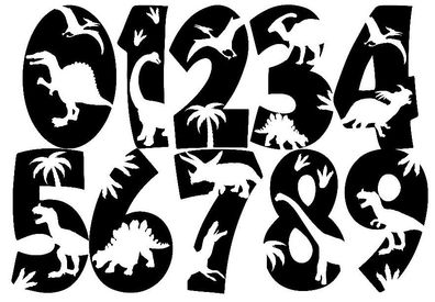 Bügelbild Bügelmotiv Zahlen Geburtstag Dinosaurier verschiedene Größen