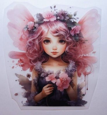 Bügelbild Bügelmotiv Fee Elfe Engel Blumen rosa Mädchen verschiedene Größen
