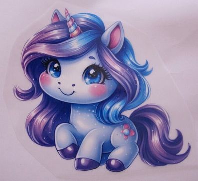 Bügelbild Bügelmotiv Einhorn Unicorn blau lila Mädchen verschiedene Größen