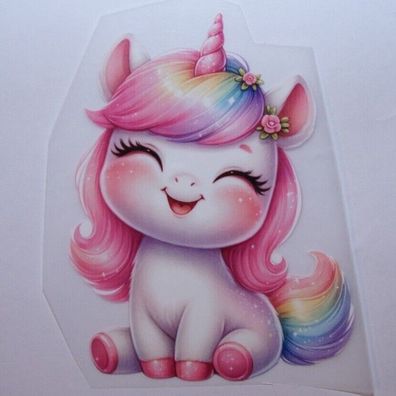 Bügelbild Bügelmotiv Einhorn Unicorn weiß Regenbogen Mädchen verschiedene Größen