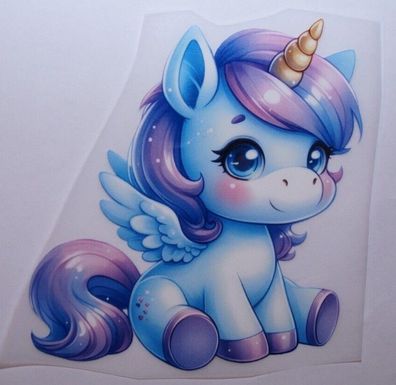 Bügelbild Bügelmotiv Einhorn Unicorn blau Pegasus Mädchen verschiedene Größen