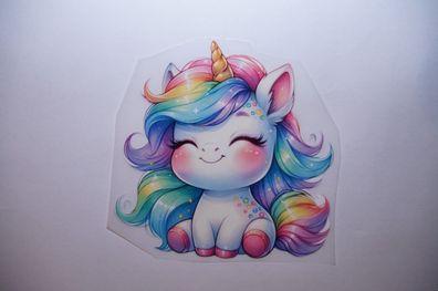 Bügelbild Bügelmotiv Einhorn Unicorn weiß Regenbogen Mädchen Höhe 15cm