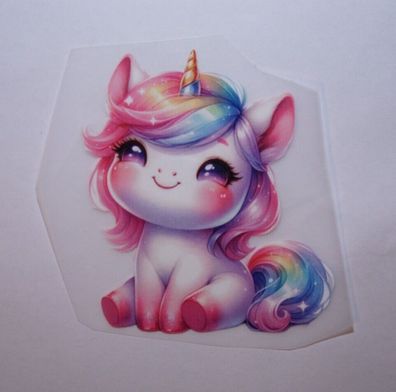 Bügelbild Bügelmotiv Einhorn Unicorn weiß Regenbogen Mädchen Höhe 10cm