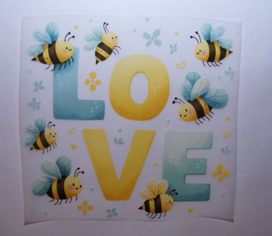 Bügelbild Bügelmotiv Biene Hummel Bee Love Honig Junge Mädchen Höhe 20cm