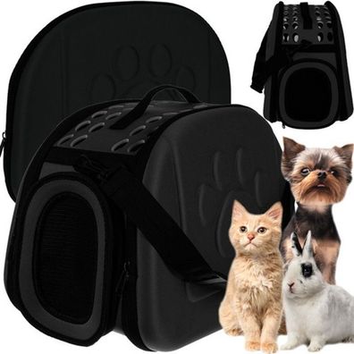 Faltbare schwarze Haustiertransporttasche für Hunde, Katzen und Kaninchen, 43x32x27