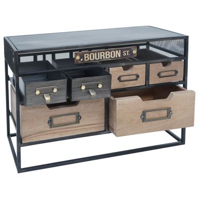 Tischkommode HWC-Q80, Kleinkommode, Metall Holz Vintage Shabby-Look, 31x45x18cm