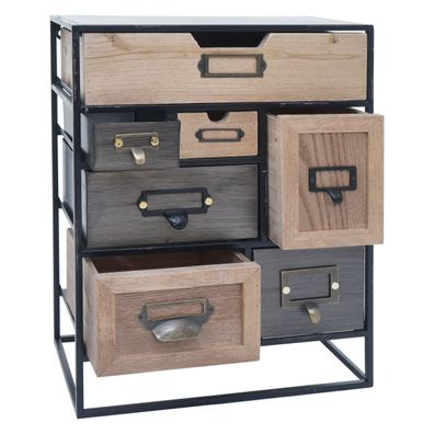 Tischkommode HWC-Q80, Kleinkommode, Metall Holz Vintage Shabby-Look, 48x36x18cm