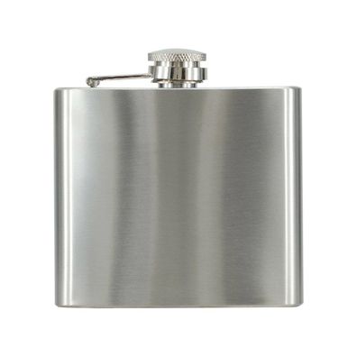 Atomic Flachmann 150 ml, gebürsteter Edelstahl, Trinkbehälter, Taschenflasche