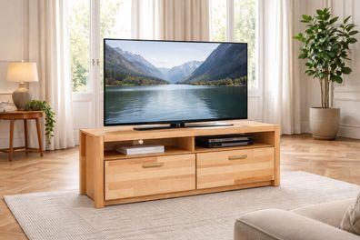 TV-Lowboard Fernsehschrank 2 Schubladen/2 Fächer Rack Kernbuche #4191