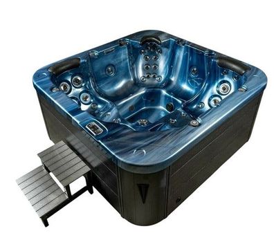 XXL Luxus SPA LED Whirlpool SET 215x215 Farblicht Outdoor+Indoor Pool 5-Pers. blau