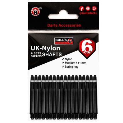 BULL'S 6-Pack Nylon Shaft / 12 Stck / s/schw