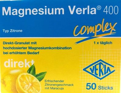 Magnesium VERLA 400 Zitrone Direkt-Granulat, 50 St PZN 16154478