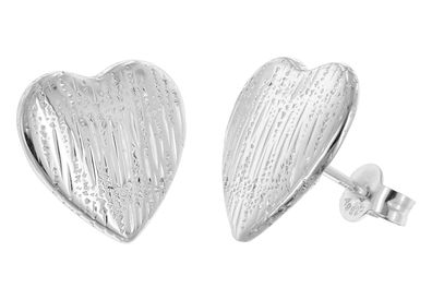 trendor Schmuck Damen-Ohrringe Herz Ohrstecker 925 Silber Rhodiniert 21994