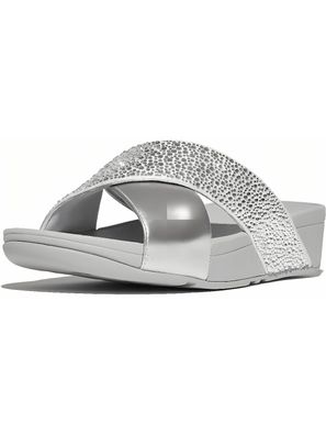 FitFlop Damen Sandalen Lulu Crystal-Mix Metallic Cross Slides JE2
