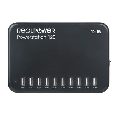 RealPower Ladestation Power Station 120, 120W, 10xUSB-A