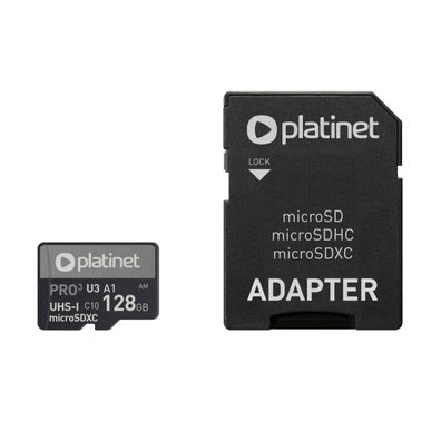 Platinet microSDXC 128 GB Class 10 A1 mit SD Adapter