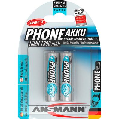 Ansmann 1300mAh DECT (silber, 2x AA (Mignon))