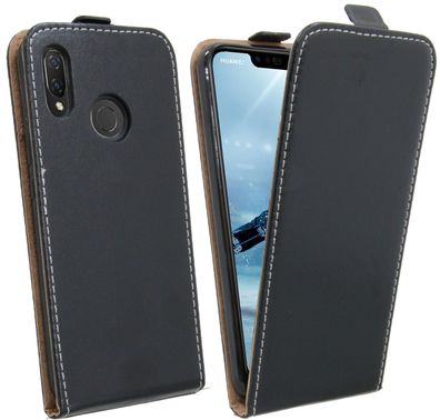 Huawei P smart+ Tasche Schwarz Handyhülle Schutzhülle Flip Case Cover Etui Hülle