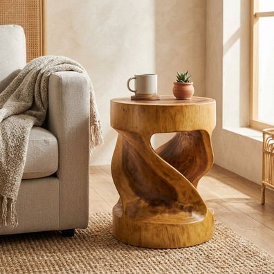 Beistelltisch SWING ca. H45cm Suar Natural Massivholz Telefontisch Deko Säule