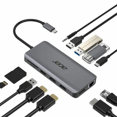 12-in-1 Type C Dongle (silber, HDMI, USB-A)