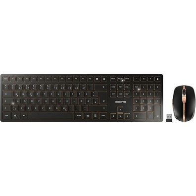 Cherry CHERRY DW9100 Wireless SLIM Maus&Tastatur DE schwarz/bronze