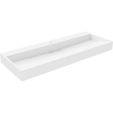 Mexen Ava Aufsatzwaschbecken 120x46 cm, Weiß, Konglomerat, Glanz, Rechteckig