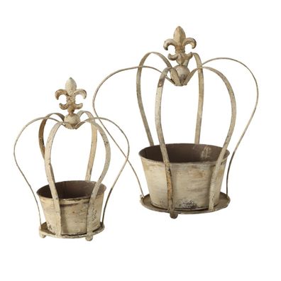Pflanztopf Krone Eisen grau H 30/40 cm 2er Set