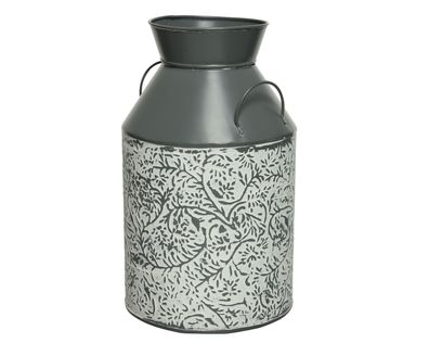 Gießkanne Vase Blumenkanne Krug Landhaus Muster Zink hellgrau Ø 20 cm Höhe 33 cm