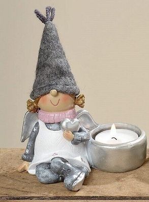 Teelicht Engel freche Engel Mädchen mit Mütze Wichtelgeschenk