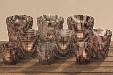Teelichthalter Jena 3 sortiert Glas lackiert H.8 cm Ø.8 cm 3er Set