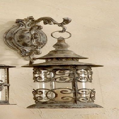 Laterne mit Wandhaken, antik, Glas, Landhaus, euchte, Lampe, Laterne Ornament