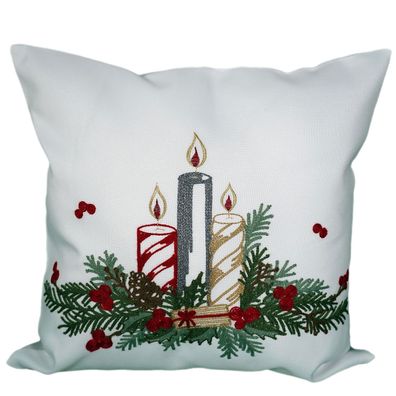 Kissenhülle 40 x 40 cm Stickerei Adventsgesteck Winter Weihnachten Advent