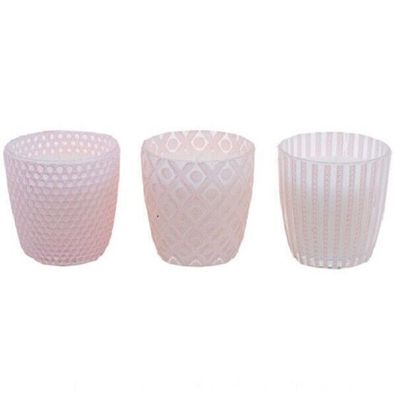 Kerzentopf Patty rosa H 7cm Ø 7cm rosa 3-er Set