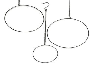 Deko-Hänger Kreis Reifen schwarz Metall L 50 cm 3er Set