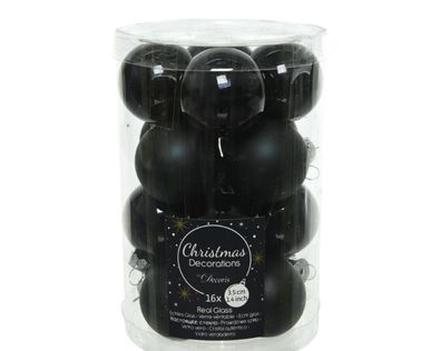 Weihnachtsbaumkugeln Glas Ø 3,5 cm 16 Stück schwarz glanz/matt mix