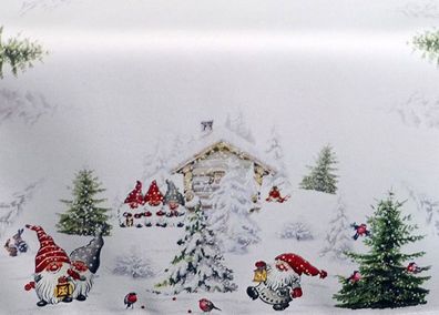 Tischwäsche Druck Wichtel im Schnee