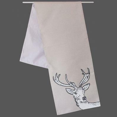 Tischwäsche mit Stickerei Hirsch Weihnachten Winter Tischläufer