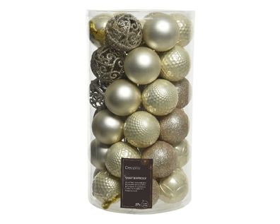Weihnachtsbaumkugeln Kunststoff Ornamente Ø 6 cm 37 Stück perle
