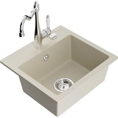Mexen Milo Granitspüle Beige mit Carla Mischbatterie
