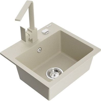 Mexen Milo Granit-Spüle mit Armatur, Beige
