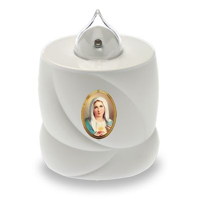 2 LED Grabkerzen Flackereffekt lange Brenndauer Trauerlicht weiß Heilige Maria