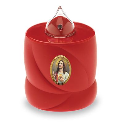 2 LED Grabkerzen Flackereffekt lange Brenndauer Trauerlicht rot Jesus