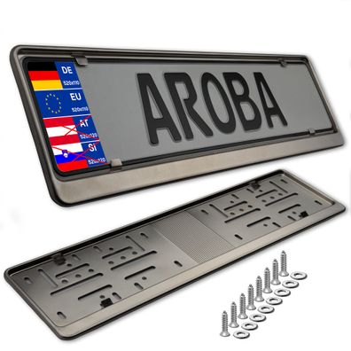 2x Premium Kennzeichenhalter Edelstahl Gebürstet für Deutschland und EU 520x110