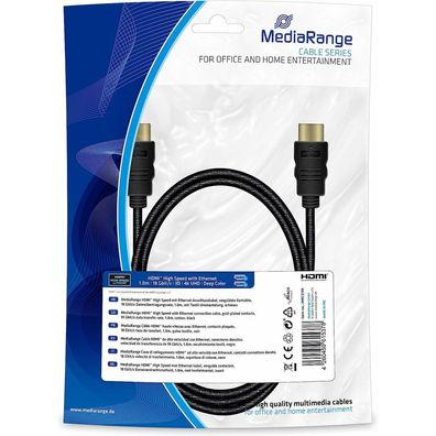 MediaRange HDMI A Kabel 4k 1,0 m schwarz