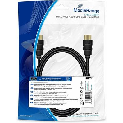 MediaRange HDMI A Kabel 4k 2,0 m schwarz