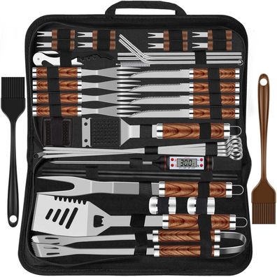 Grillbesteckset aus Edelstahl 26 teilig Perfekte Geburtstagsgeschenk für Männer